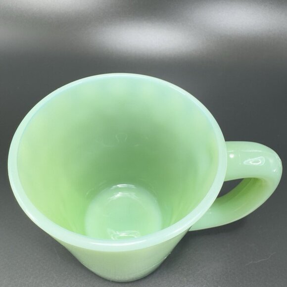 Vintage Jeanette Glass M Mark Jadeite Green Mug Cup Heavy Glass Kitchenware VTG - Picture 6 of 10